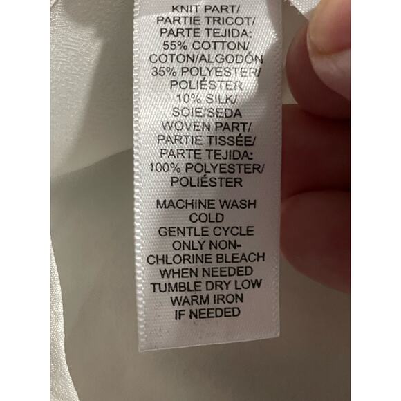 LOFT Women's XS Striped V-Neck Long Sleeve Top Chiffon Back Gray 70146 354980 - Picture 6 of 8